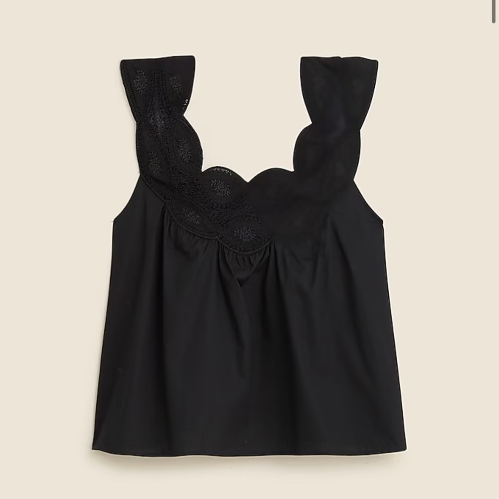 J. Crew Elegant Black Scalloped Crop Top